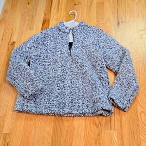 Time and True Grey Sherpa Quarter Zip Jacket--size Large